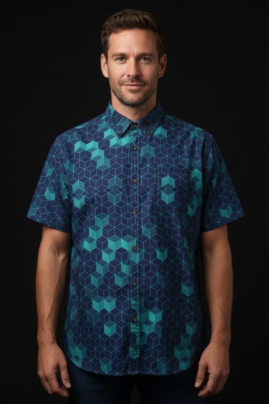 “Polyhedral” Men's Breathable Cotton Shirt|125GSM