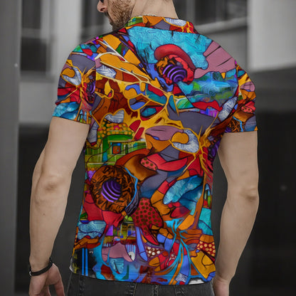 “Fractured Dreamscape” Men's Short Sleeve Button Polo Shirt