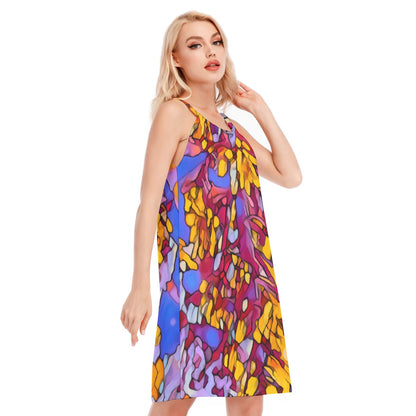 “The Language of Light” Women's O-neck Cami Dress | 190GSM Cotton