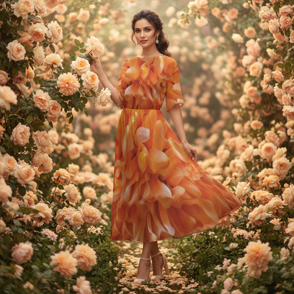 “Peachy” Women's Knee-Length Dress