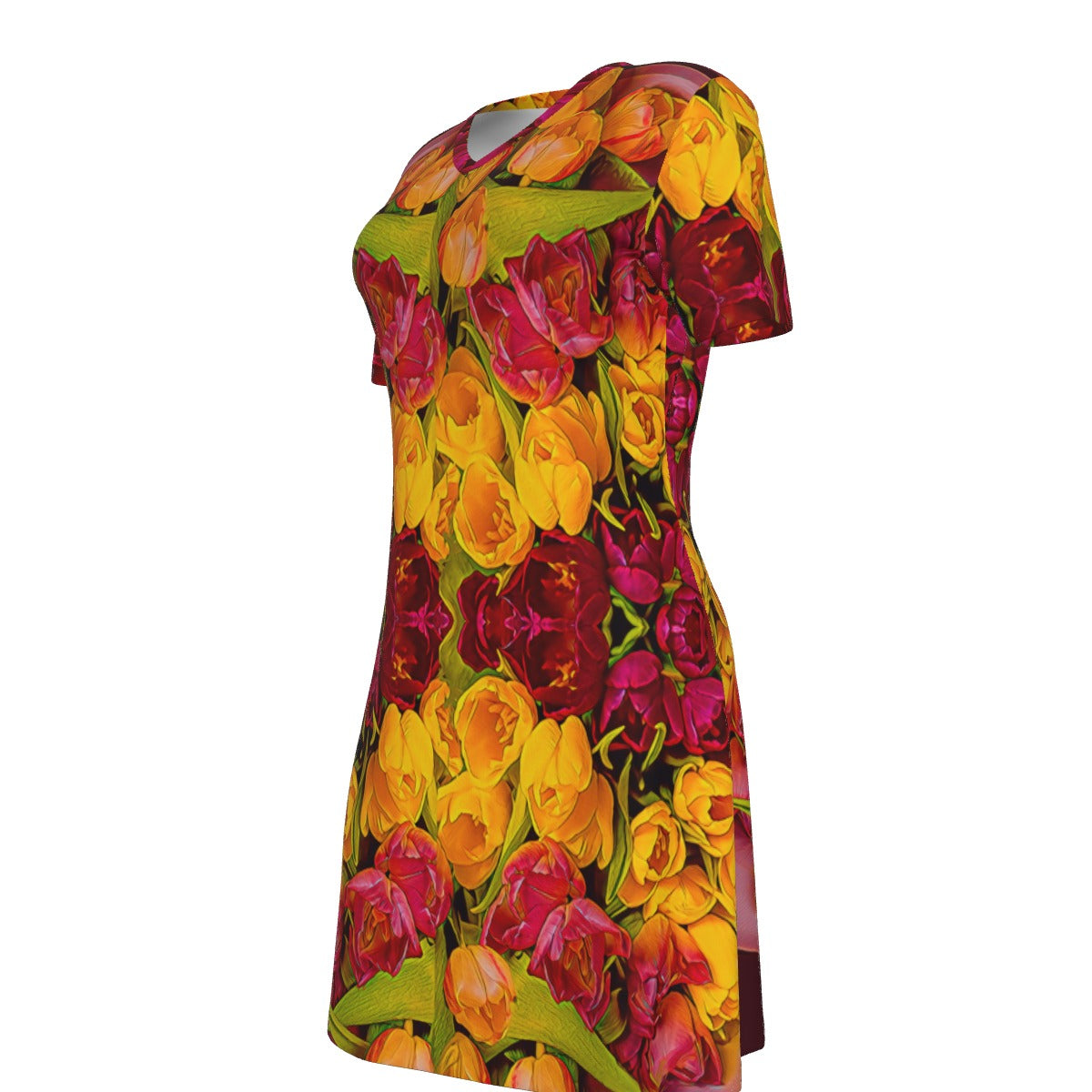 “Radiant Harmony” Women's V Neck Dress|180GSM Cotton