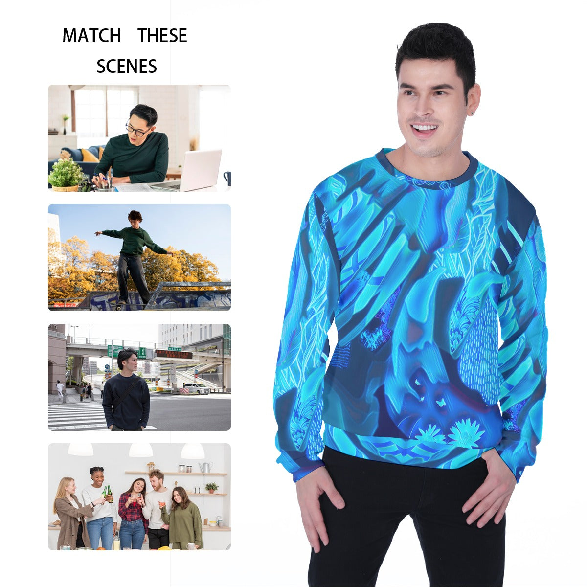 “Azure Dreamscape” Men's Heavy Fleece Sweatshirt