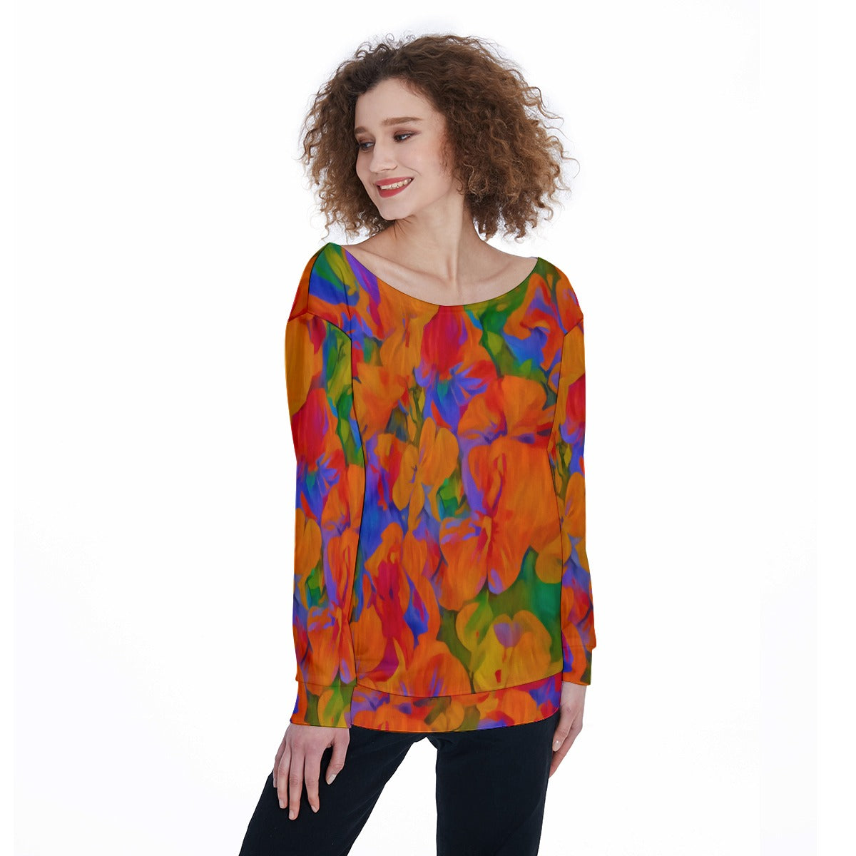 “Colour Garden” Women's Off-Shoulder Sweatshirt
