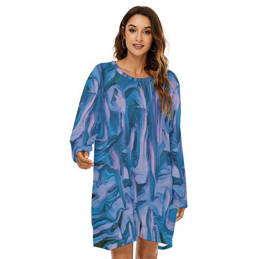 “Evening Paperbark”  Loose Crew Neck Dress