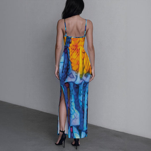 “Oceanic”  Women's Long Dress with Slit