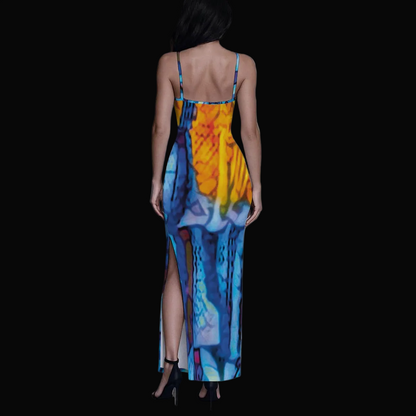 “Oceanic”  Women's Long Dress with Slit