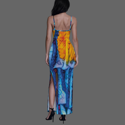 “Oceanic”  Women's Long Dress with Slit