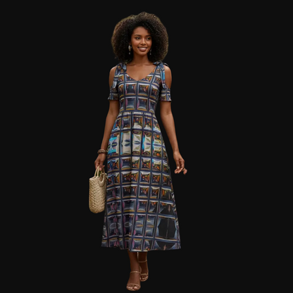 “Armoury” Women's V-neck Off-shoulder Dress