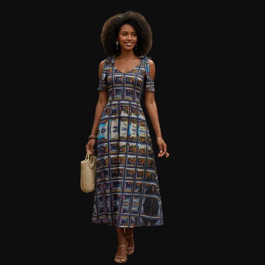 “Armoury” Women's V-neck Off-shoulder Dress