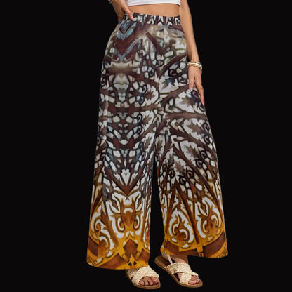 “Gothic Rose”  Women's Lightweight Wide-Leg Pants With Pockets
