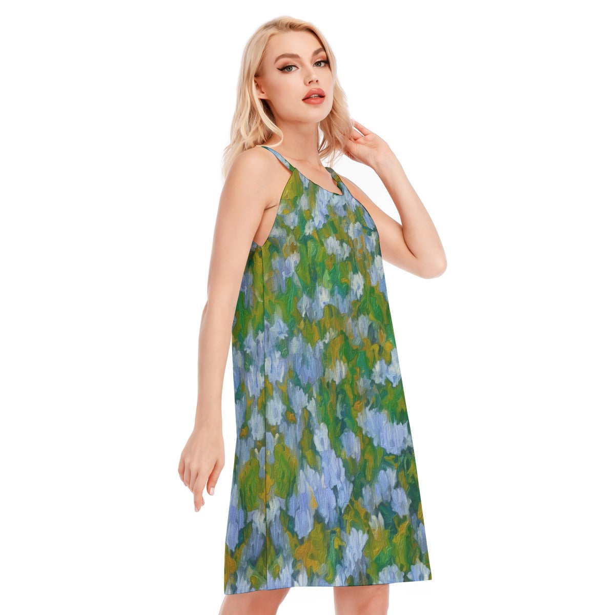 “Dreamscape Garden” Women's O-neck Cami Dress | 190GSM Cotton