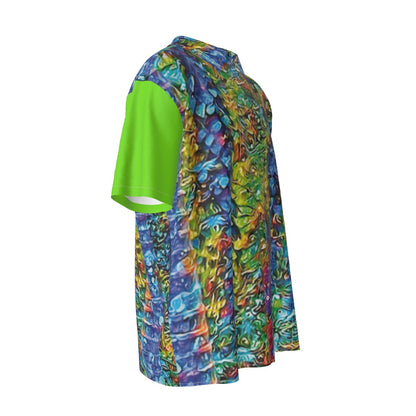 “Flouro Jungle” Men's Imitation Silk Short-Sleeved Shirt