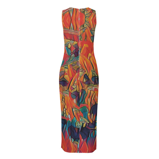 “ Chromatic Fusion Dress ” Beach Perspective Chiffon Sleeveless Dress