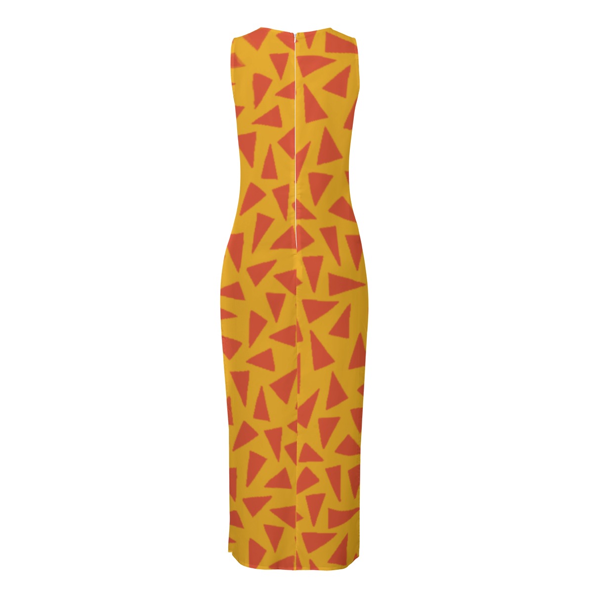 “Tangerine Tease” Women's Beach Perspective Chiffon Sleeveless Dress