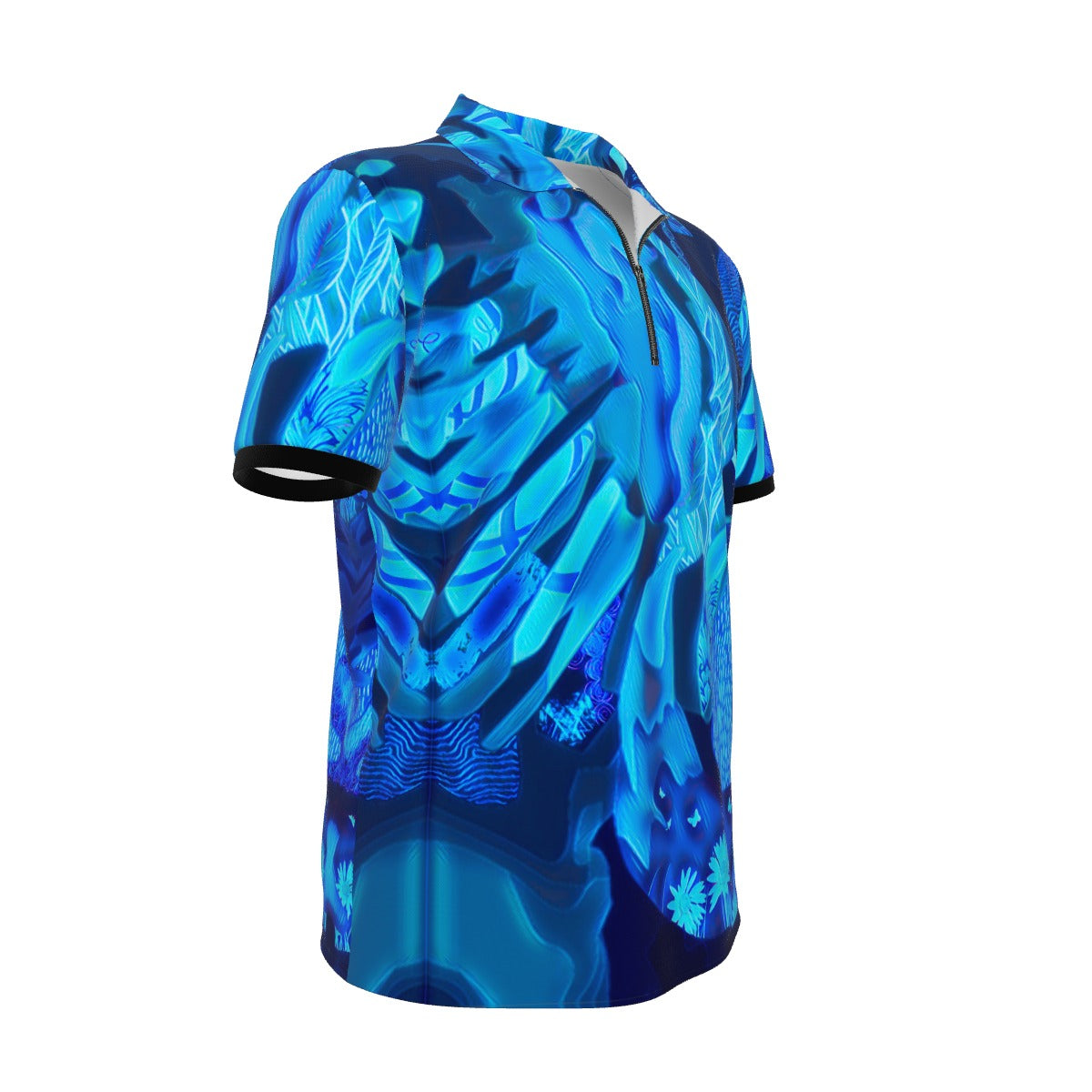 “Azure Dreamscape” Men's Polo Shirt with  Zipper