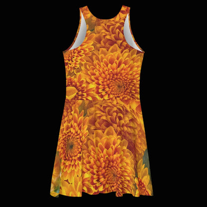 “Orange Chrysanthemum” Women's Sleeveless Dress