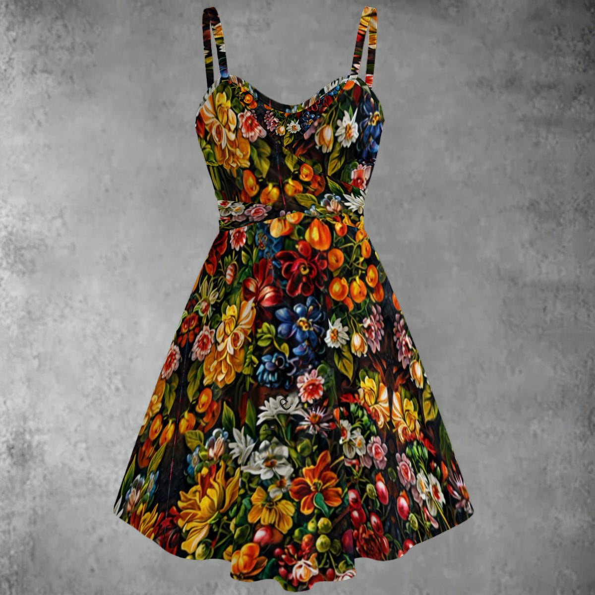 “Midnight Garden” Women's Spaghetti Strap Dress