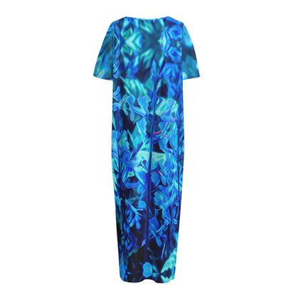 “Electric Blue”  Women's Long Dress With Pocket