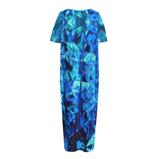 “Electric Blue”  Women's Long Dress With Pocket