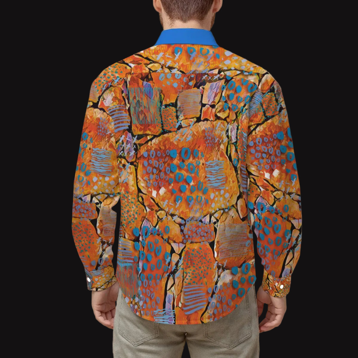 “Azure Canyon” Men's Slim Fit Long Sleeve Shirt