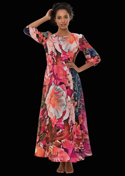 “Celestial Bloom” Women's Long Sleeve Dress