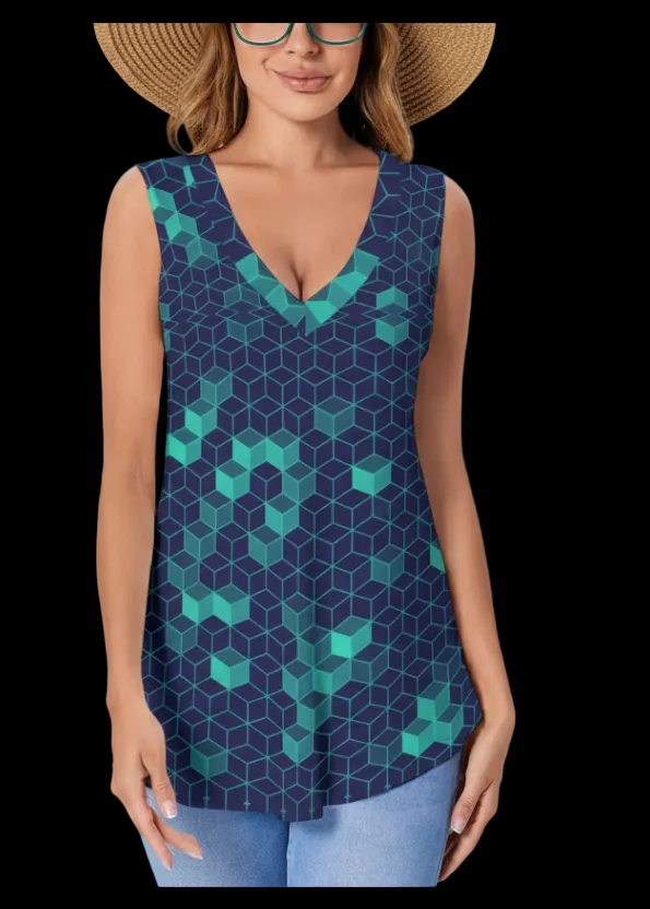 “Polyhedral” Women's Sports Vest|180GSM COTTON
