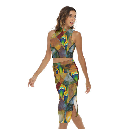 “Earthen Tessellation” Women's Tank Top & Split High Skirt Set