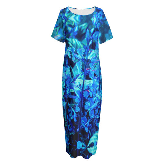 “Electric Blue”  Women's Long Dress With Pocket