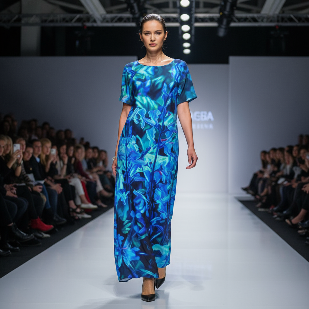 “Electric Blue”  Women's Long Dress With Pocket