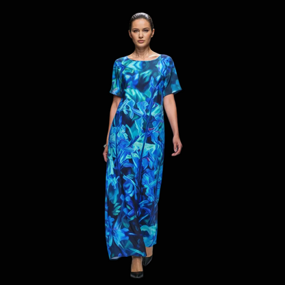 “Electric Blue”  Women's Long Dress With Pocket