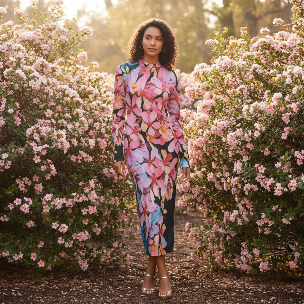 “Pink India Hawthorn” Women's Hip Dress