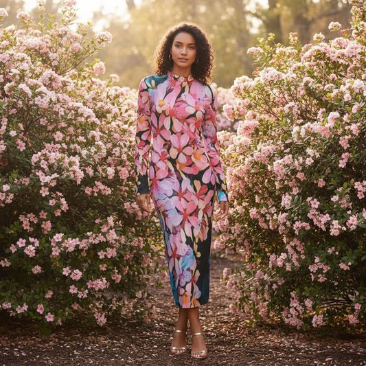 “Pink India Hawthorn” Women's Hip Dress