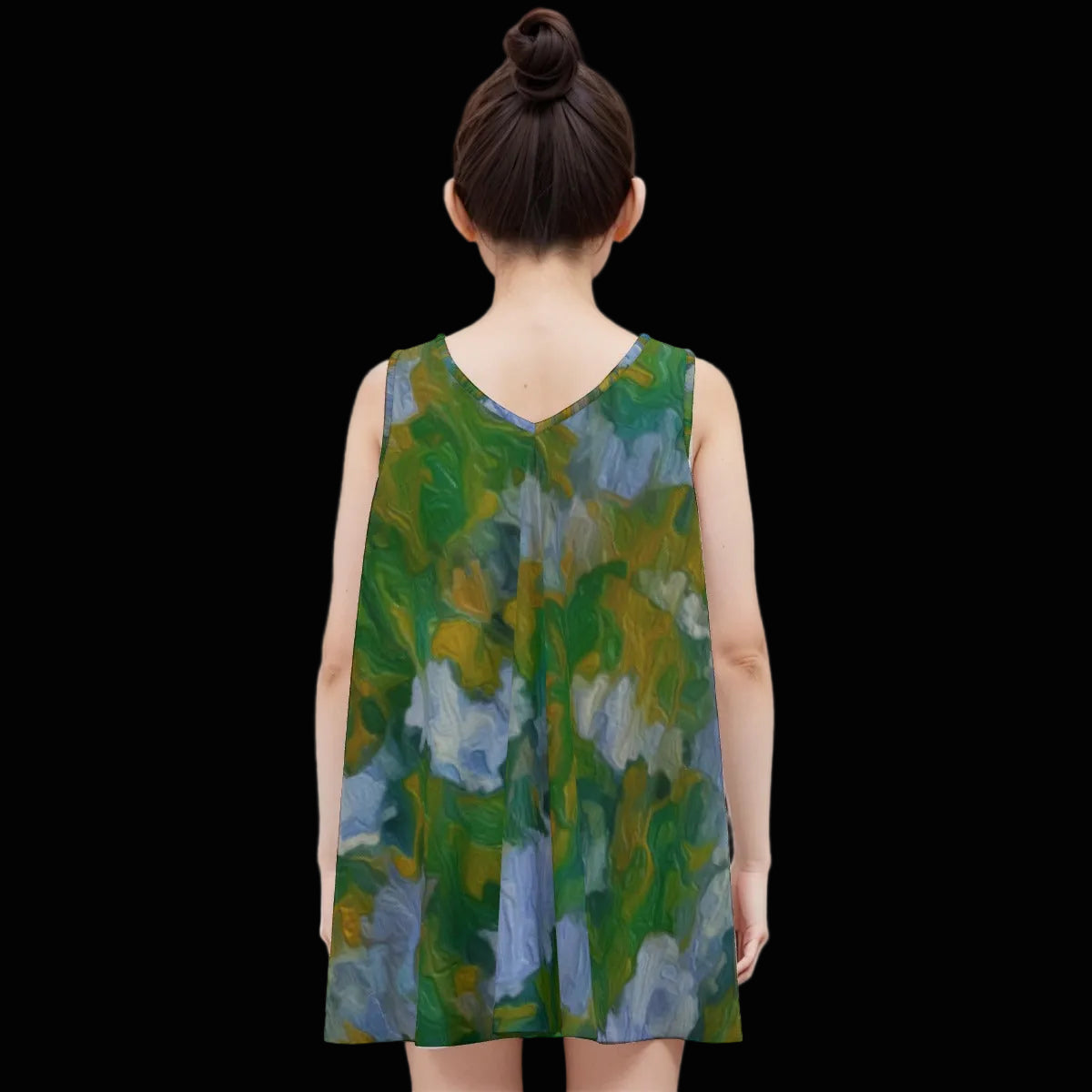 “Dreamscape Garden” Kid's Sleeveless Dress | 180GSM Cotton