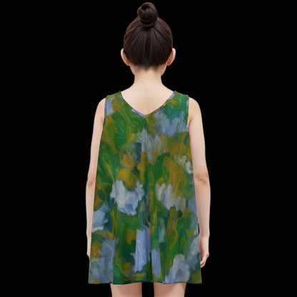 “Dreamscape Garden” Kid's Sleeveless Dress | 180GSM Cotton