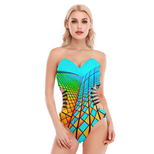 “Opera House 1” Women's Tube Top Bodysuit With Side Black Straps