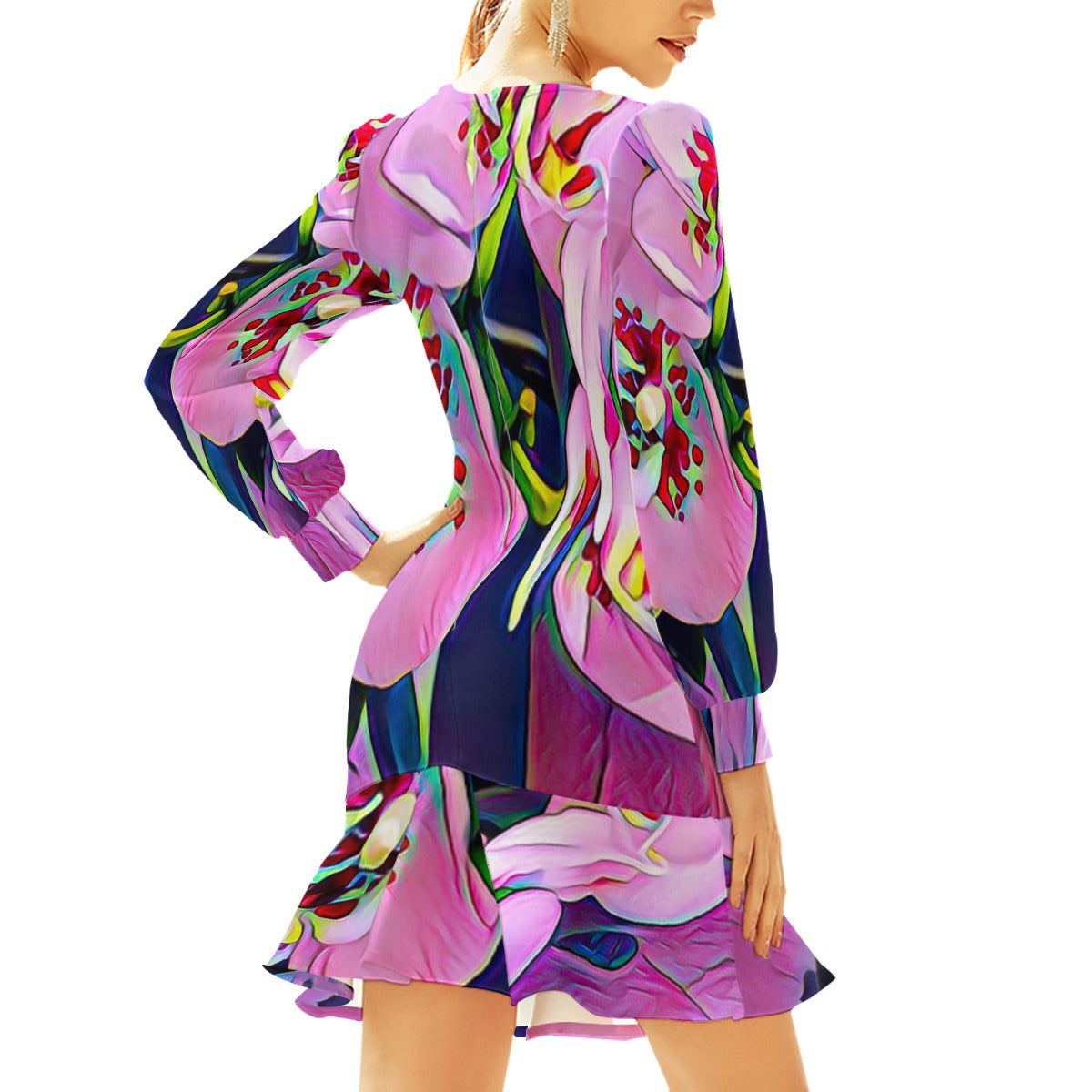 “Pink Orchid” Ruffle Hem Skinny Dress