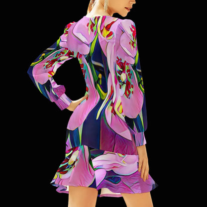 “Pink Orchid” Ruffle Hem Skinny Dress