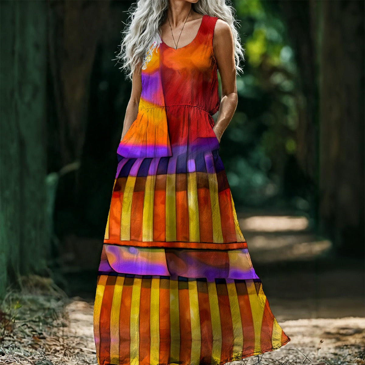 “Carnival” Women’s Sleeveless Maxi Dress