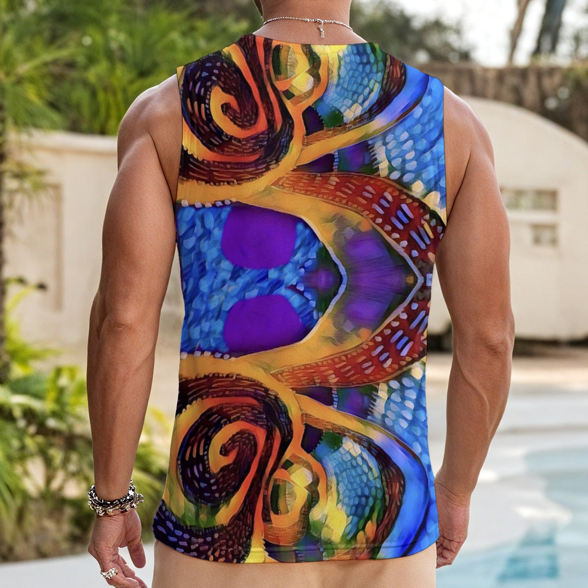 “Colour Vortex” Men's Tank Top With Drawstring