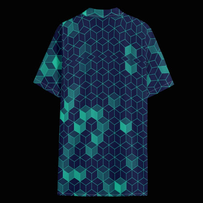 “Polyhedral” Men's Hawaiian Shirt With Button Closure |115GSM Cotton poplin