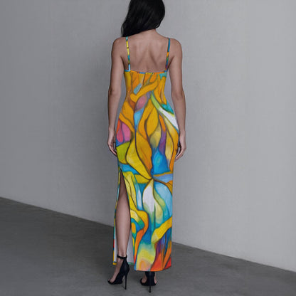 “Sunrise Stained Glass” Long Dress with Slit