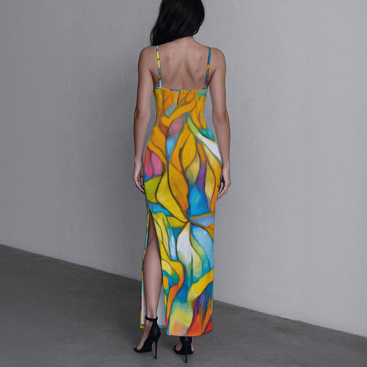 “Sunrise Stained Glass” Long Dress with Slit