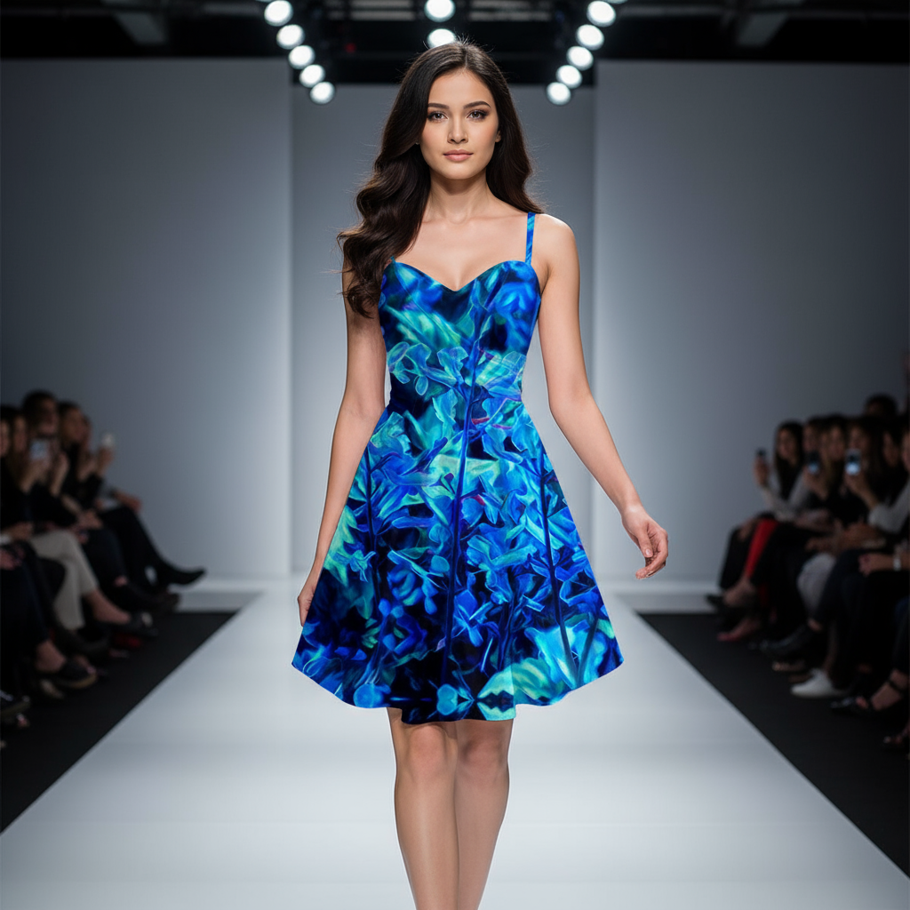 “Electric Blue”  Women's Spaghetti Strap Dress