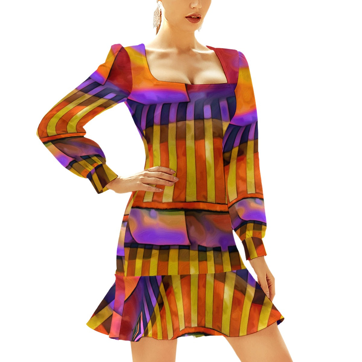 “Carnival” Women's Ruffle Hem Skinny Dress