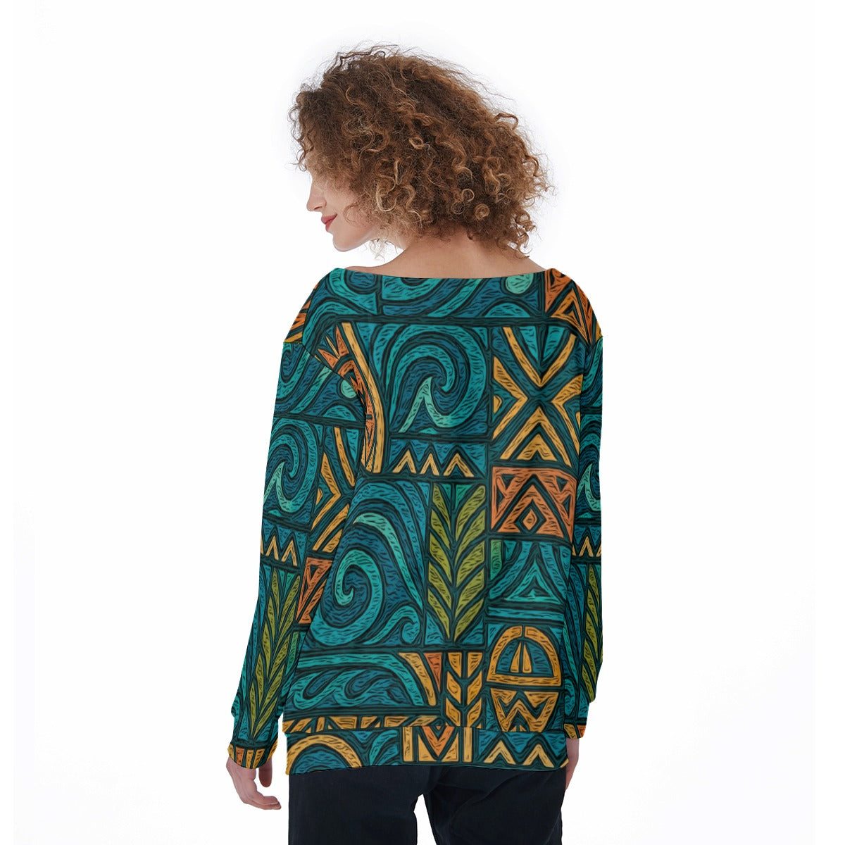 ‘Rapanui’  Women's Off-Shoulder Sweatshirt