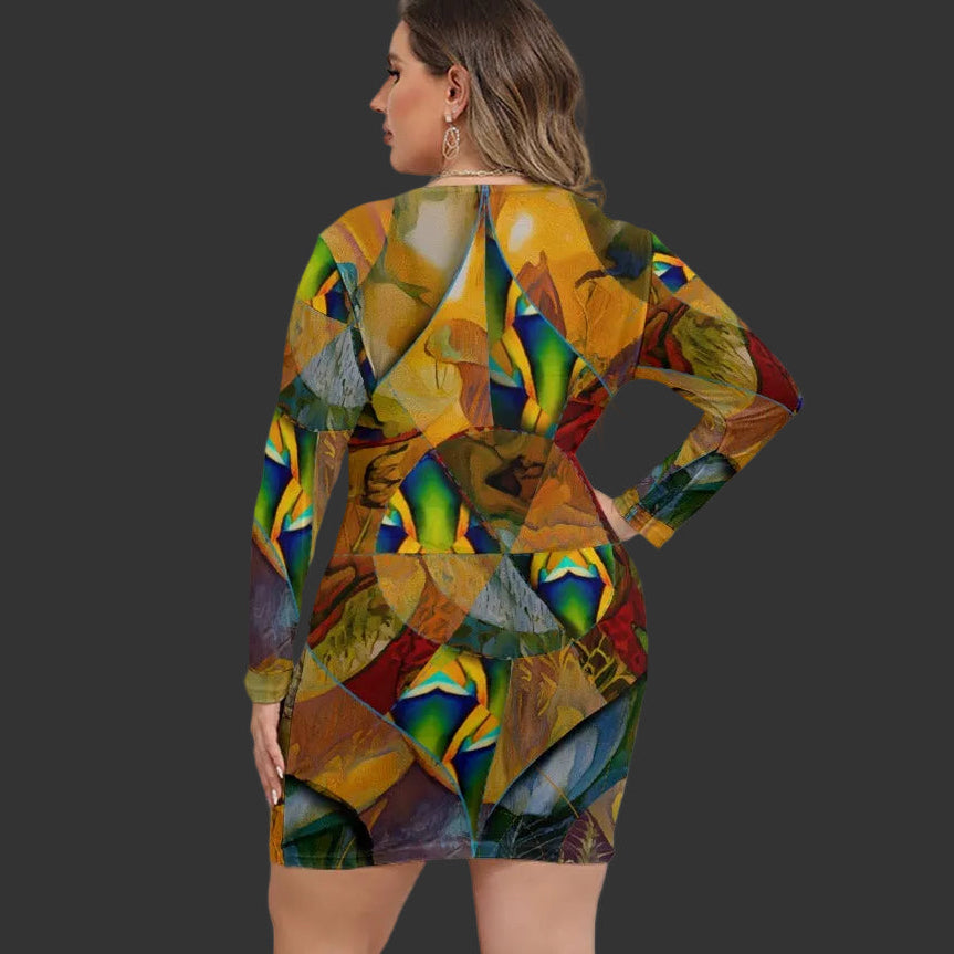 “Earthen Tessellation”  Women's Mesh Dress (Plus Size)