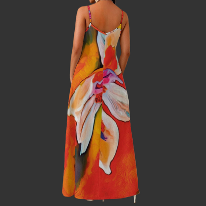 “Dietes” Women's Elegant V-Neck Maxi Dress