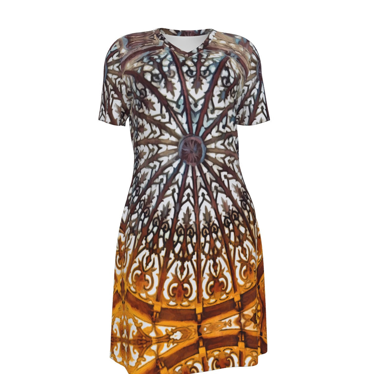 “Gothic Rose”  Women's V Neck Dress|180GSM Cotton