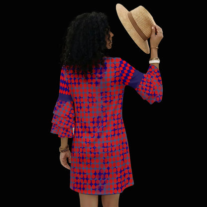 “Selene” Women's Stacked Ruffle Sleeve Dress