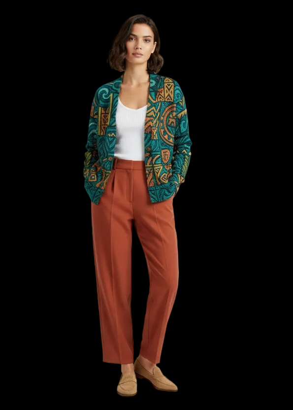 ‘Rapanui’ Unisex V-neck Knitted Fleece Cardigan With Button Closure